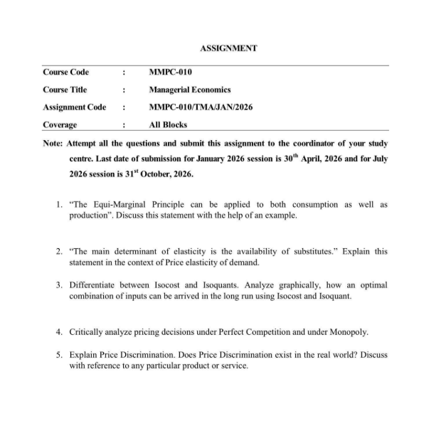 MMPC-010 Managerial Economics IGNOU study material